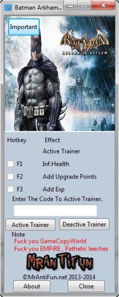trainer batman arkham asylum|batman arkham asylum cheat table.